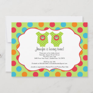 Invitation Bébé Chouette Vêtements Twins Baby shower Invitati
