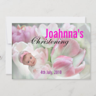 Invitation Bébé Christening Fleurs roses