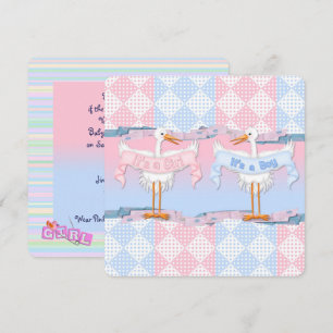 Invitation Bébé cigognes pour bébé Révélation de genre