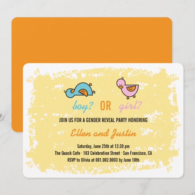 Invitation Bébé Couteaux Fête De Révélation De Sexe De Garçon (Devant / Derrière)