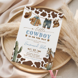 Invitation Bébé Cowboy Baby Shower Vêtements Bébé Aquarelle