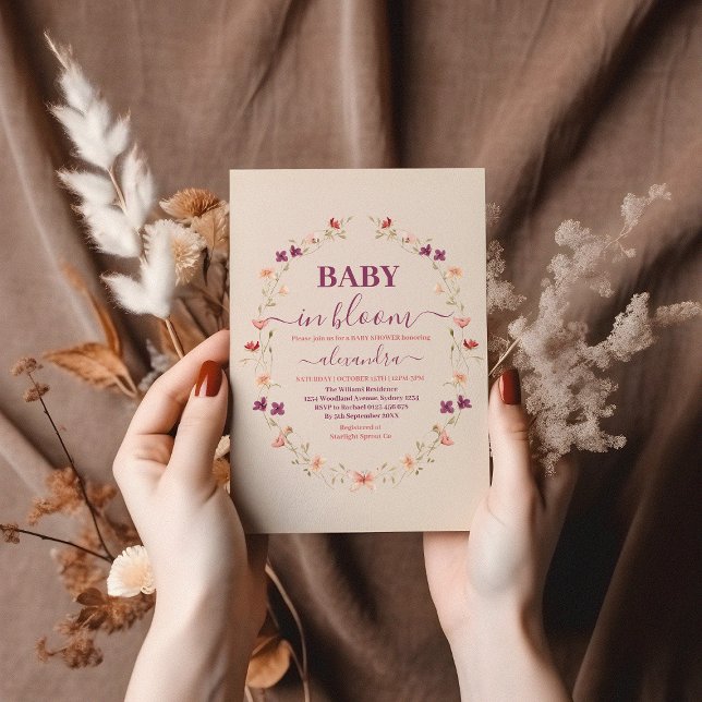 Invitation Bébé dans le Baby shower de jardin en fleurs (Créateur téléchargé)
