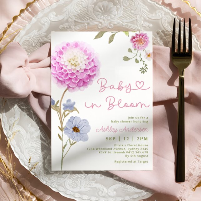 Invitation Bébé dans le Baby shower de jardin en fleurs (Créateur téléchargé)