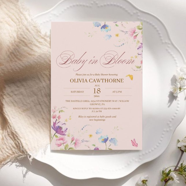 Invitation Bébé dans le Baby shower de printemps en fleur (Créateur téléchargé)
