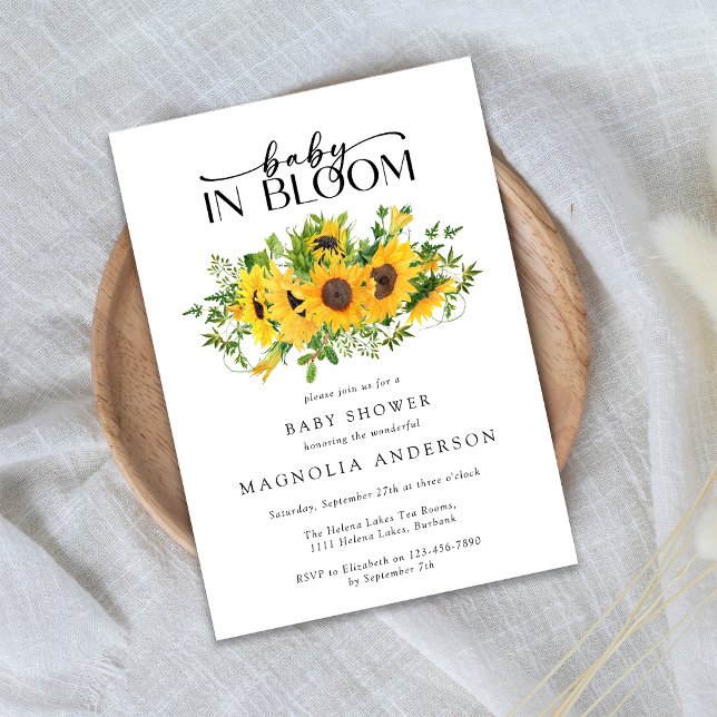 Invitation Bébé dans le Baby shower de tournesol en fleurs (Créateur téléchargé)