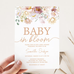 Invitation Bébé dans le Baby shower Florals en fleurs