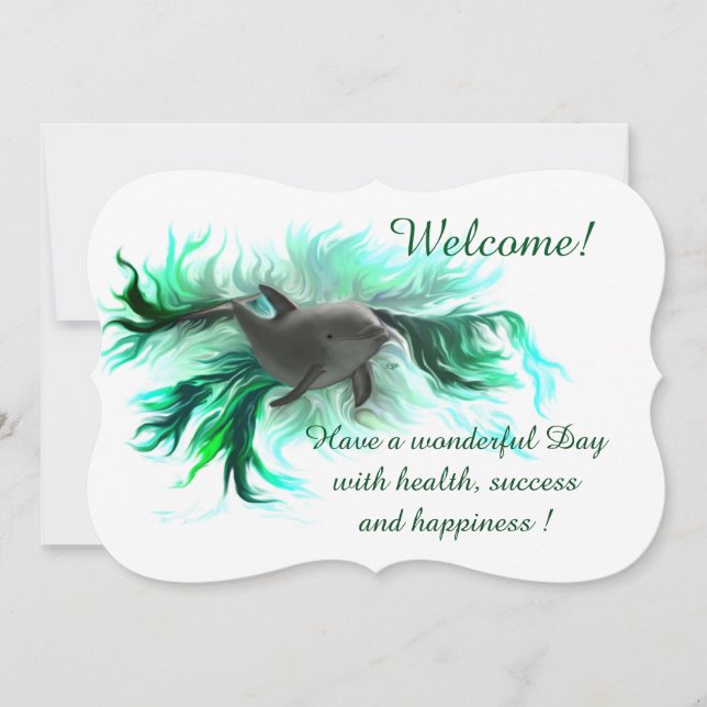 Invitation Bébé Dauphin, Ajouter Votre Texte (Devant)