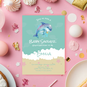 Invitation Bébé dauphin plage océan Shower
