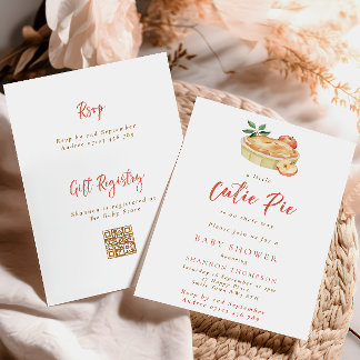 Invitation Bébé d'automne moderne Code QR Baby Shower Cutie P