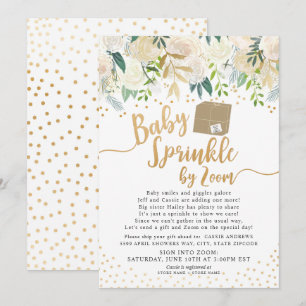 Invitation Bébé de fleurs blanches saupoudré par baby shower 