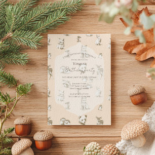 Invitation Bébé de forêt vintage Animaux Anniversaire