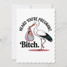 Invitation Bébé de grossesse de cigogne drôle entendu que vou