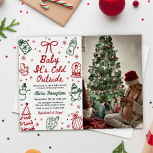 Invitation Bébé de Noël Il fait froid dehors Photo de Baby Sh