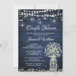 Invitation Bébé de respiration Mason Jar Bleu Rustique Couple