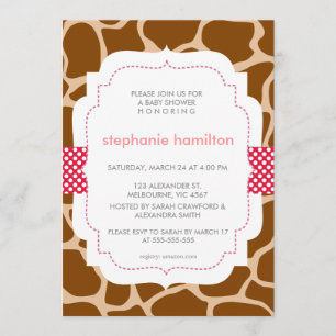 Invitation Bébé de ruban de point de polka de poster de