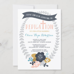 Invitation Bébé Dedication Invitation, Floral, Contemporain