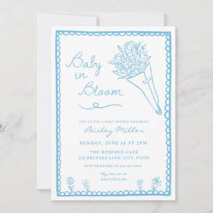 Invitation Bébé Dessiné à la Main en Fleur Marché de Producte