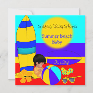 Invitation Bébé d'été Fête de Naissance Garçon Plage Bébé Sur