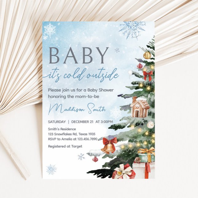 Invitation Bébé d'hiver bleu Il fait froid dehors Baby shower (Baby It's Cold Outside Baby Shower Invitation
)