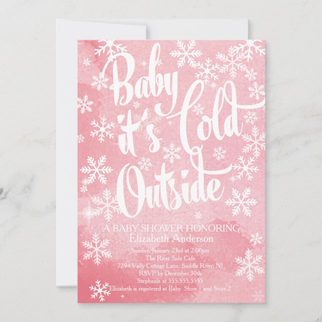 Invitation Bébé d'hiver C'est froid dehors filles Baby shower (Devant)