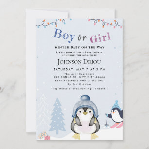 Invitation Bébé d'hiver en route Fête de bébé Pingouin d'hive
