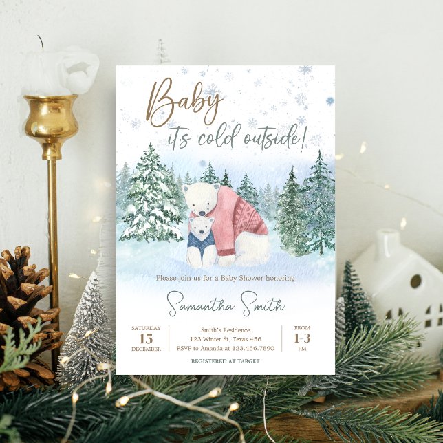 Invitation Bébé d'hiver Il fait froid dehors Baby shower (Winter Baby Shower Invitation)