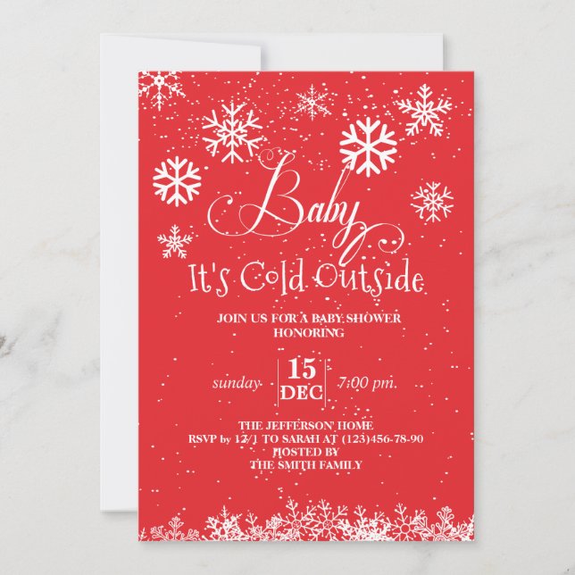 Invitation Bébé d'hiver Il fait froid dehors Baby shower (Devant)