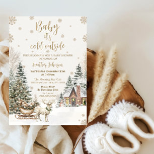 Invitation Bébé d'hiver il fait froid, Flocons de neige Baby
