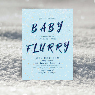 Invitation Bébé d'hiver Tourbillon de neige bleue
