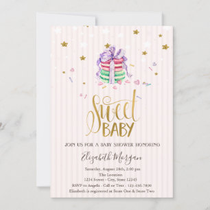 Invitation Bébé doux Macarons étoiles Baby shower