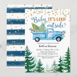 Invitation Bébé du camion bleu Noël Il fait froid dehors