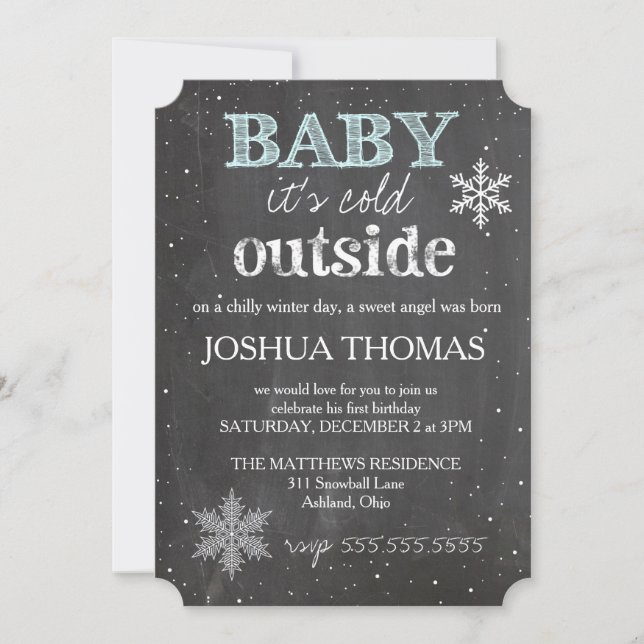 Invitation Bébé du GC Il fait froid à l'extérieur de l'hiver  (Devant)