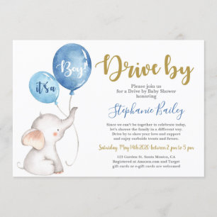 Invitation Bébé éléphant Conduire par garçon Baby shower
