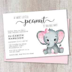 Invitation Bébé Eléphant mignon Douche fille
