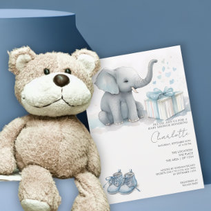Invitation Bébé Eléphant mignon garçon avec Baby shower cadea