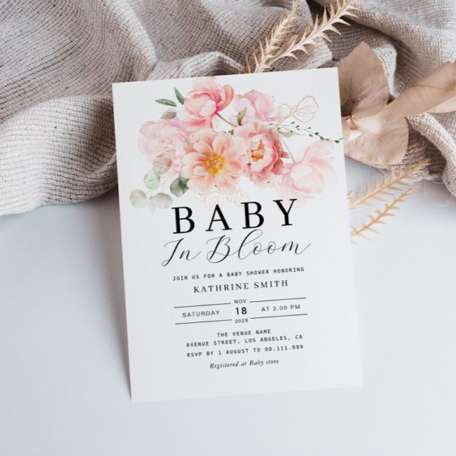 Invitation bébé en baby shower fleuri (Créateur téléchargé)