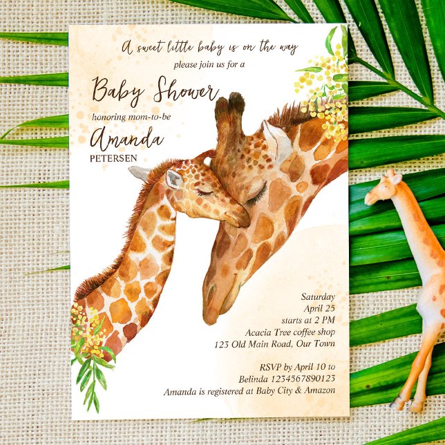 Invitation Bébé en chemin bébé girafe et baby shower de maman (Créateur téléchargé)
