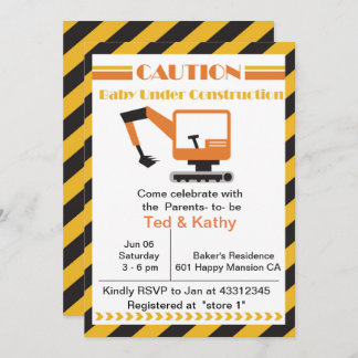 Invitation Bébé en construction Baby shower