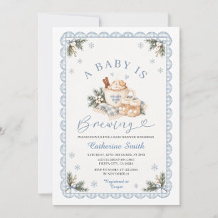 Invitation Bébé en cours de brassage Blue Hot Cocoa Baby Show