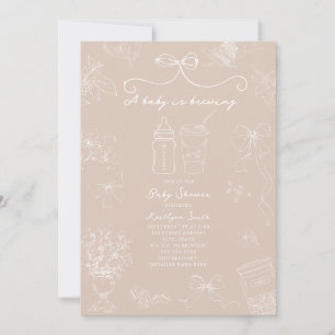 Invitation Bébé en cours de préparation Toile Rose Fille Café