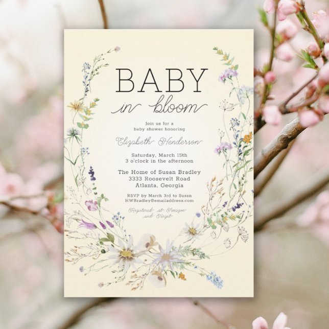 Invitation Bébé En Fleur Aquarelle Baby shower Floral (Créateur téléchargé)