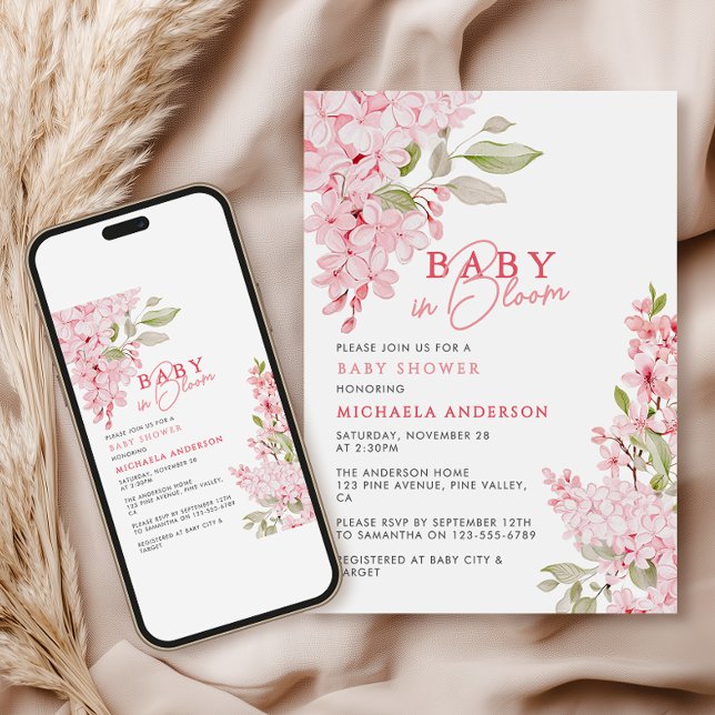 Invitation Bébé En Fleur Aquarelle Baby shower Floral (Créateur téléchargé)