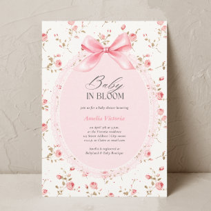 Invitation Bébé en Fleur Aquarelle Floral Bow Baby shower