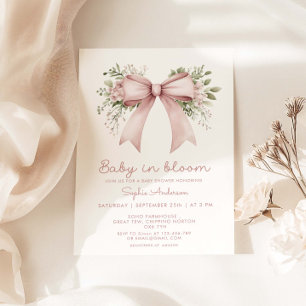 Invitation Bébé En Fleur Baby shower Bow Rose