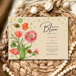 Invitation Bébé en fleur Baby shower de fleurs de pavot