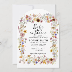 Invitation Bébé en fleur Baby shower de papillons de la fête