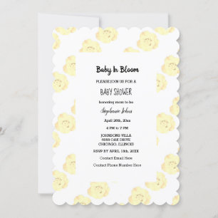 Invitation Bébé En Fleur Baby shower Élégant Rose Floral Cute