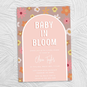Invitation Bébé en fleur Baby shower fille rose
