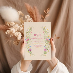 Invitation Bébé en fleur Baby shower floral fille