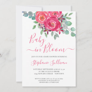 Invitation Bébé en Fleur Baby shower Floral rose